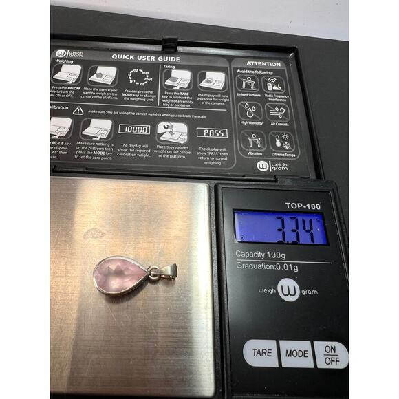 NEW Rose Quartz teardrop gemstone sterling silver pendant 3.34 grams - Picture 5 of 10